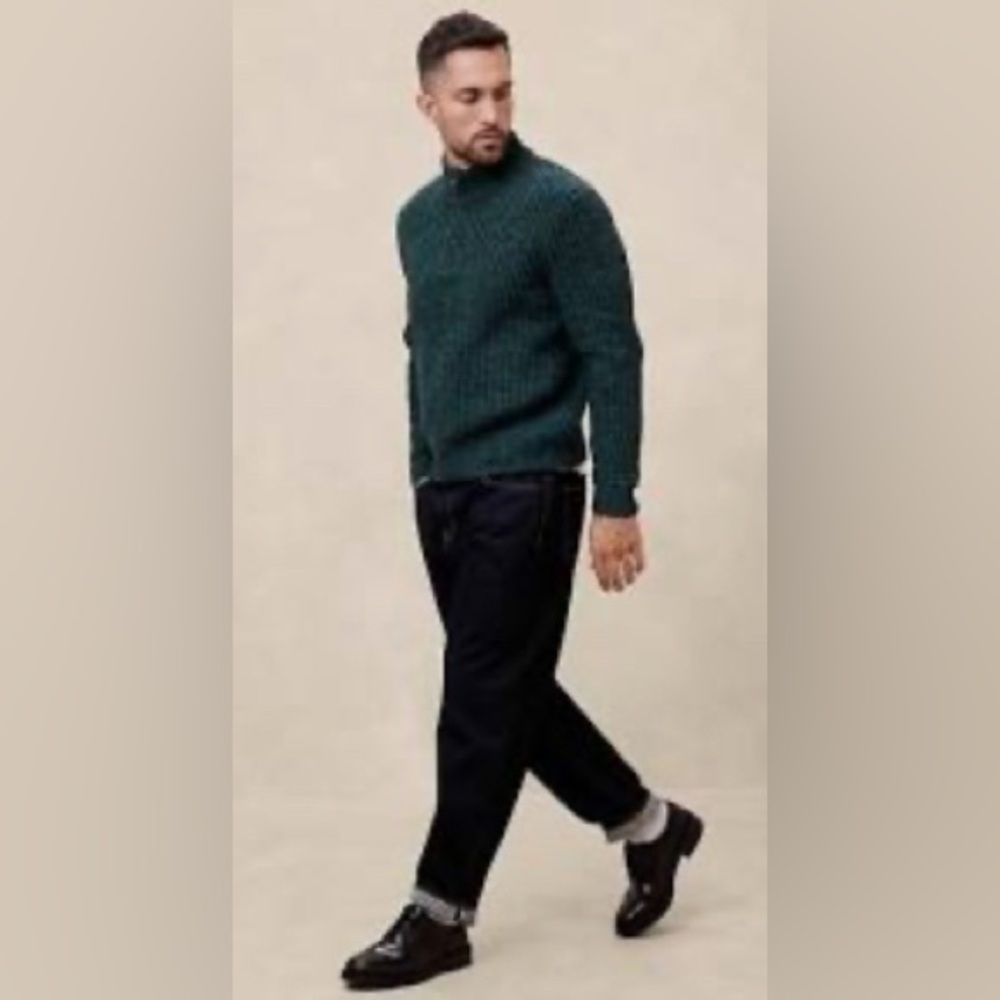 BANANA REPUBLIC MARLED HALF-ZIP SWEATER - M